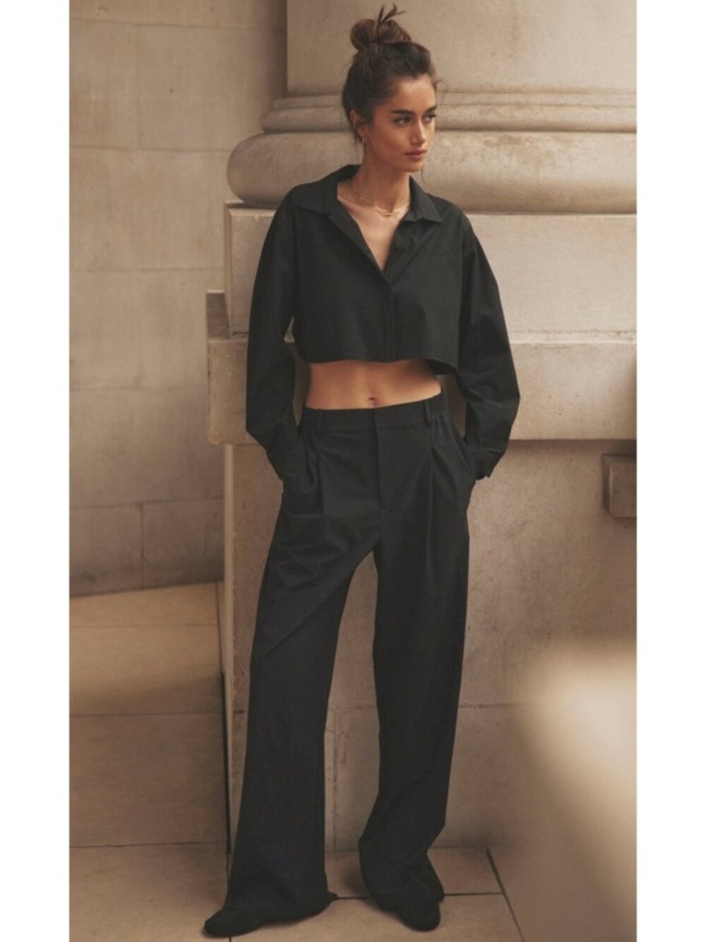 Alo High-Waist Pursuit Trousers Black Wide Leg Hi-Rise Waisted Slacks Pants M - Picture 10 of 17